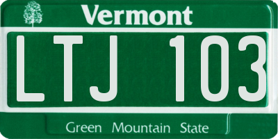 VT license plate LTJ103