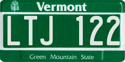 VT license plate LTJ122