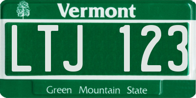 VT license plate LTJ123