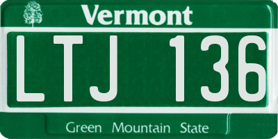 VT license plate LTJ136