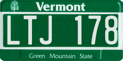 VT license plate LTJ178