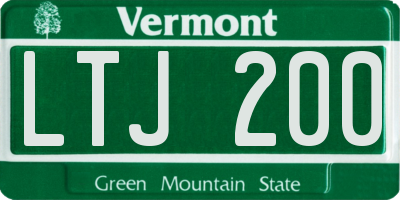 VT license plate LTJ200