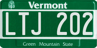 VT license plate LTJ202