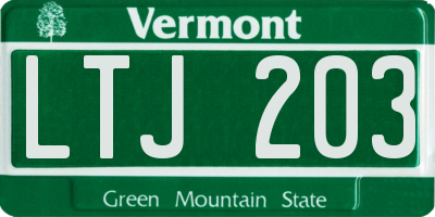 VT license plate LTJ203