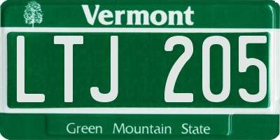 VT license plate LTJ205