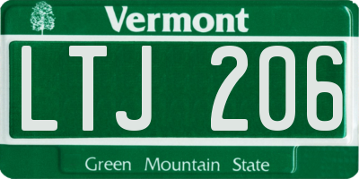 VT license plate LTJ206