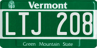 VT license plate LTJ208