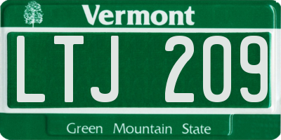 VT license plate LTJ209