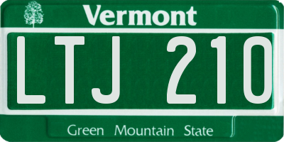 VT license plate LTJ210