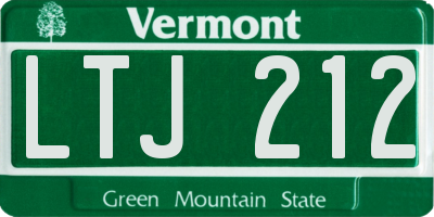 VT license plate LTJ212