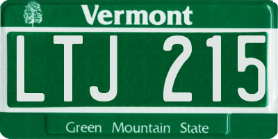 VT license plate LTJ215