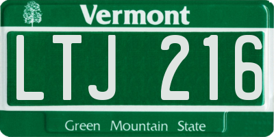 VT license plate LTJ216