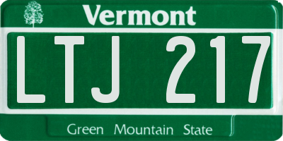 VT license plate LTJ217