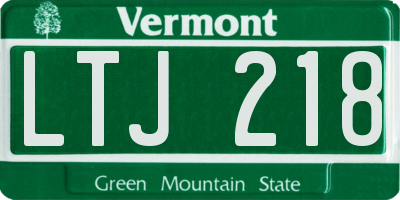 VT license plate LTJ218