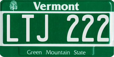 VT license plate LTJ222