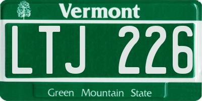 VT license plate LTJ226