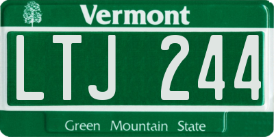 VT license plate LTJ244