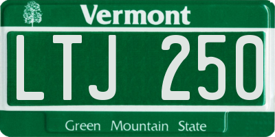 VT license plate LTJ250