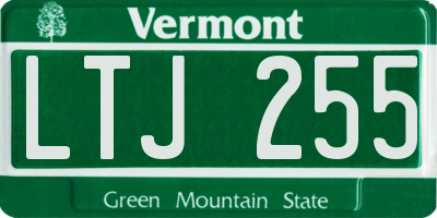 VT license plate LTJ255
