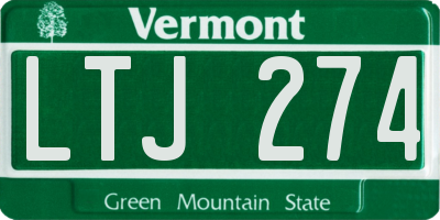 VT license plate LTJ274