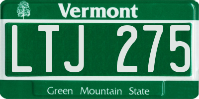 VT license plate LTJ275