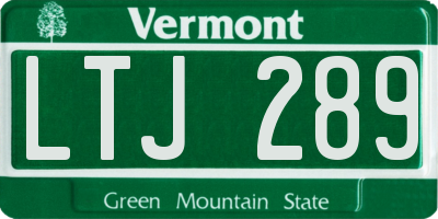 VT license plate LTJ289