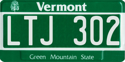 VT license plate LTJ302