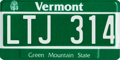 VT license plate LTJ314