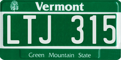 VT license plate LTJ315