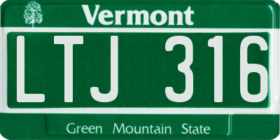VT license plate LTJ316
