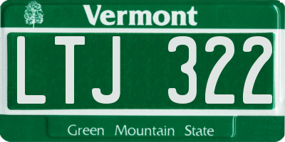 VT license plate LTJ322