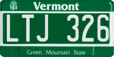 VT license plate LTJ326