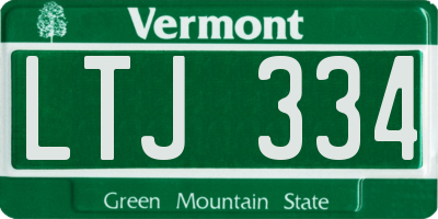 VT license plate LTJ334