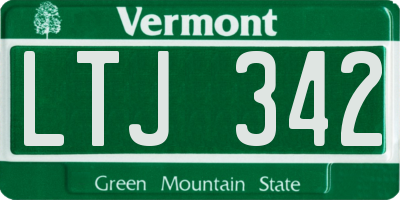 VT license plate LTJ342