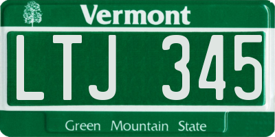 VT license plate LTJ345