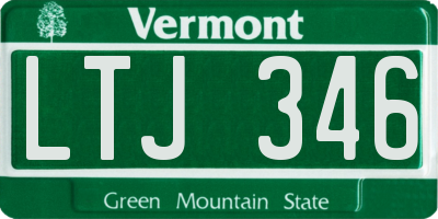 VT license plate LTJ346