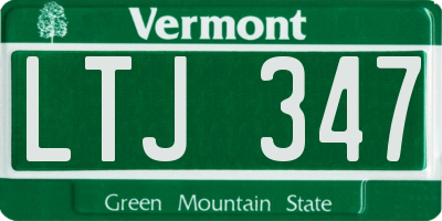VT license plate LTJ347