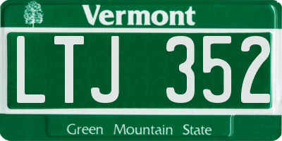 VT license plate LTJ352