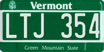 VT license plate LTJ354