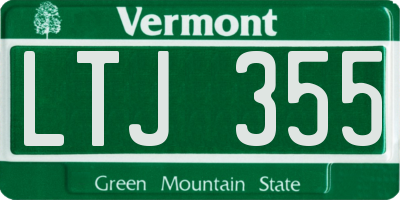 VT license plate LTJ355