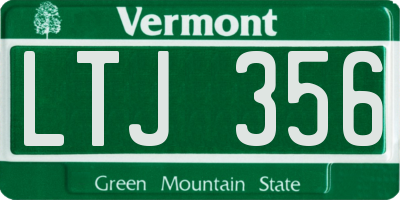 VT license plate LTJ356
