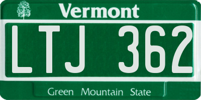 VT license plate LTJ362