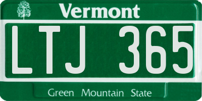 VT license plate LTJ365