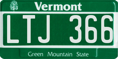 VT license plate LTJ366