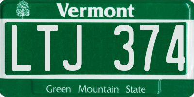 VT license plate LTJ374