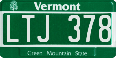 VT license plate LTJ378