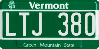 VT license plate LTJ380