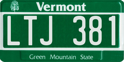 VT license plate LTJ381