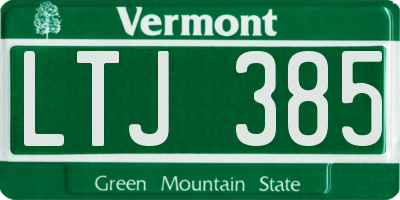 VT license plate LTJ385