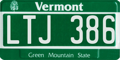 VT license plate LTJ386